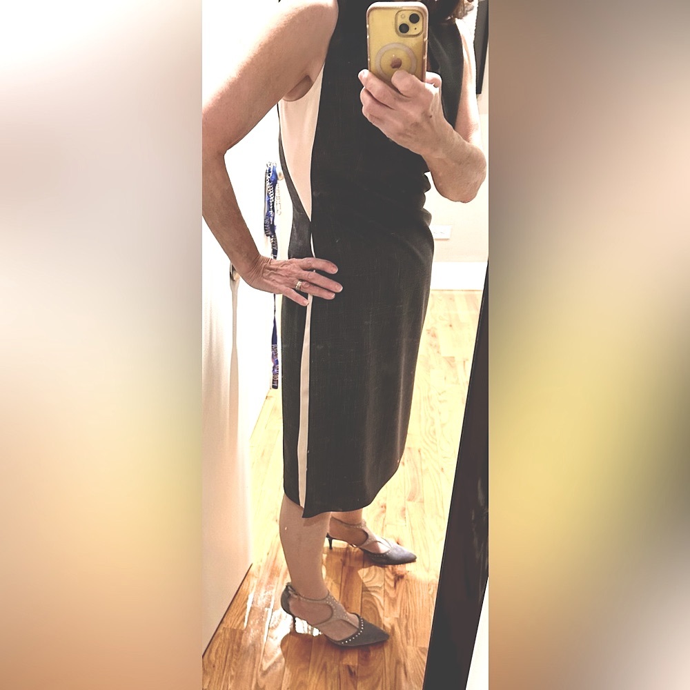 Authentic Ferragamo women’s dress. Like New! Unique pink satin hidden panel!